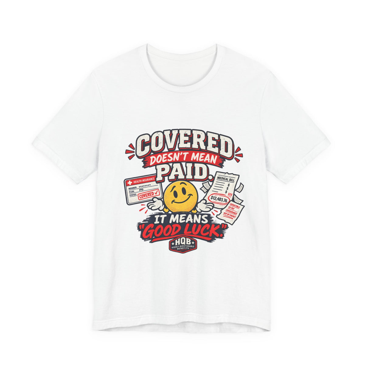 Covered By The Blood T-Shirt — Retro Christian Smiley Face Faith Tee