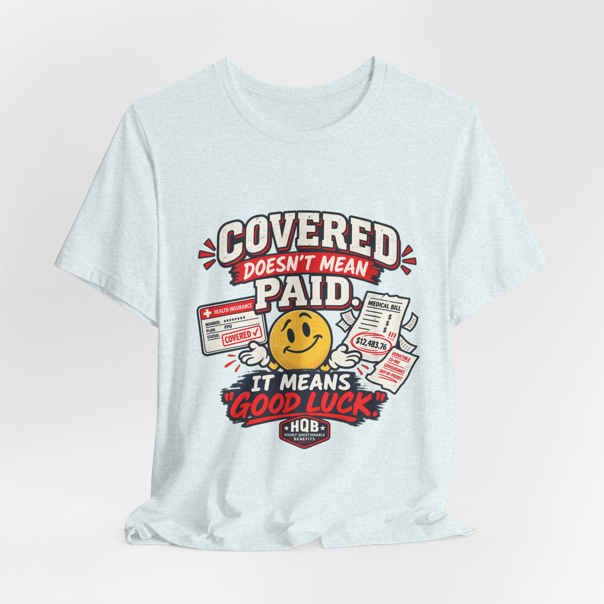 Covered By The Blood T-Shirt — Retro Christian Smiley Face Faith Tee