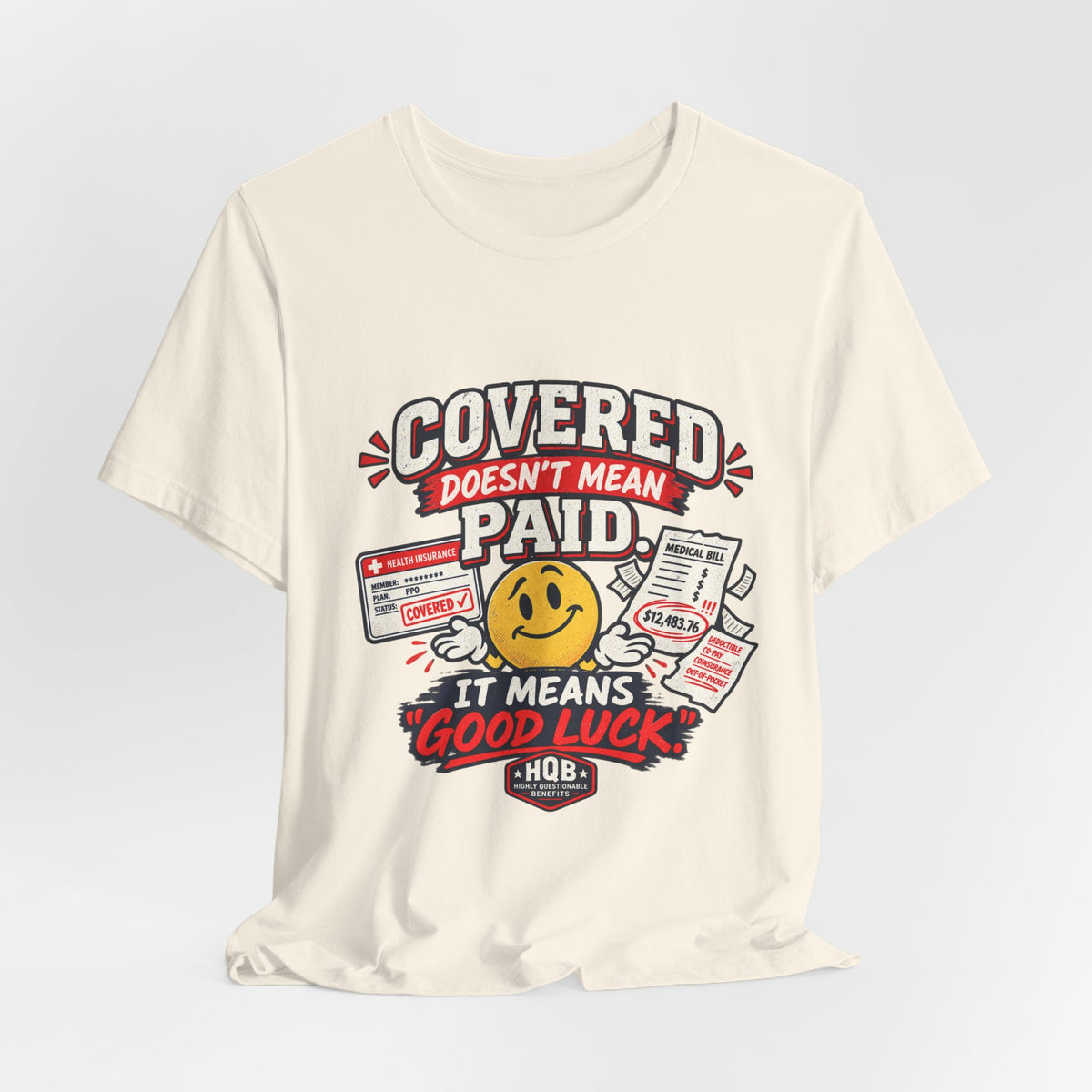 Covered By The Blood T-Shirt — Retro Christian Smiley Face Faith Tee