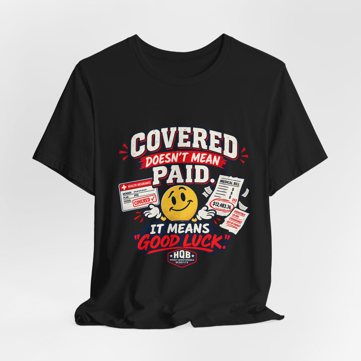 Covered By The Blood T-Shirt — Retro Christian Smiley Face Faith Tee