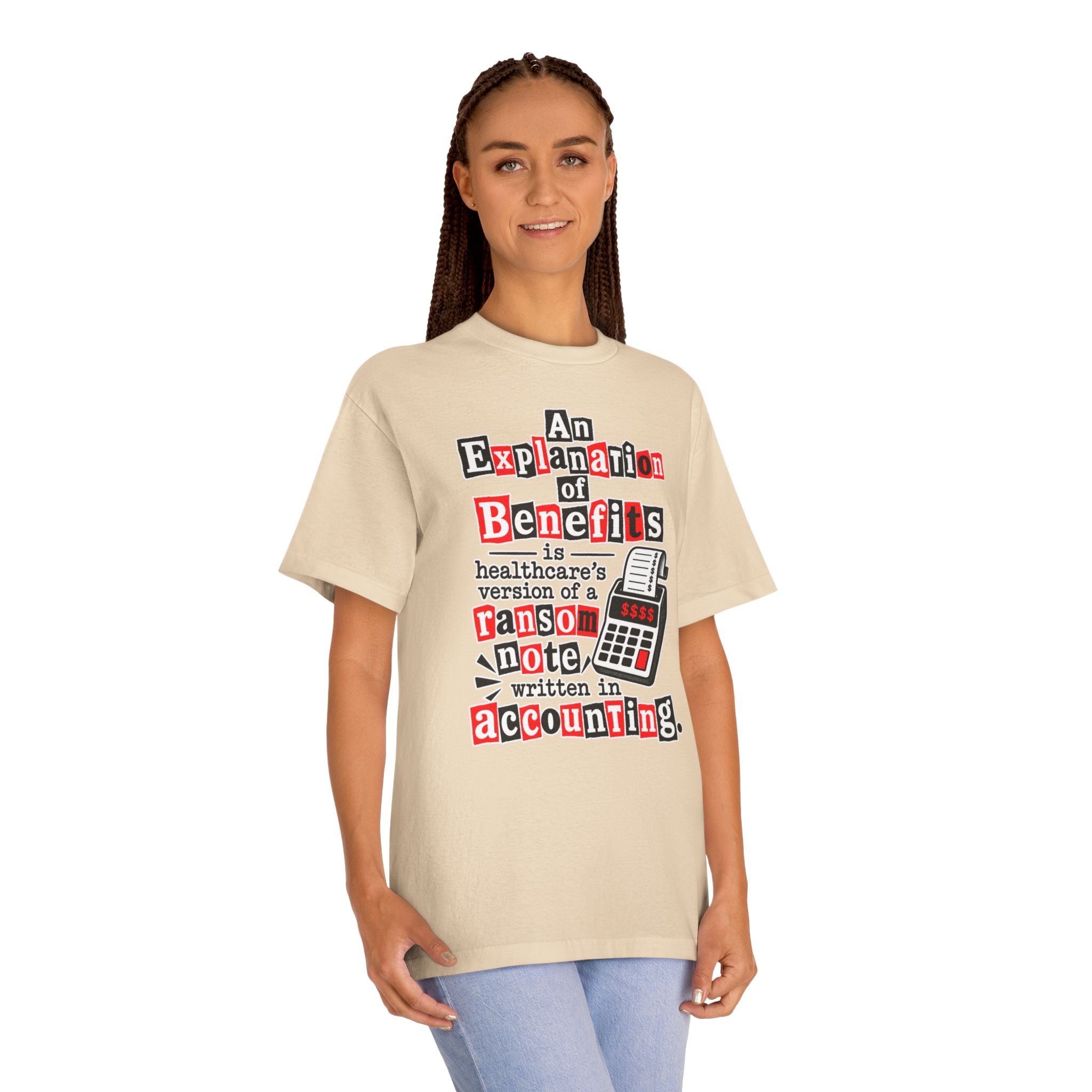 Funny Healthcare Tee — "The U.S. healthcare system is basically a group project" Graphic T-Shirt